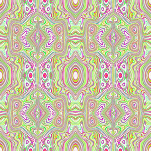 Midi Dress, Trippy Retro Pink and Lime Green Abstract Pattern