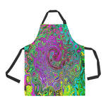 Apron with Pockets, Groovy Purple Abstract Retro Liquid Swirl