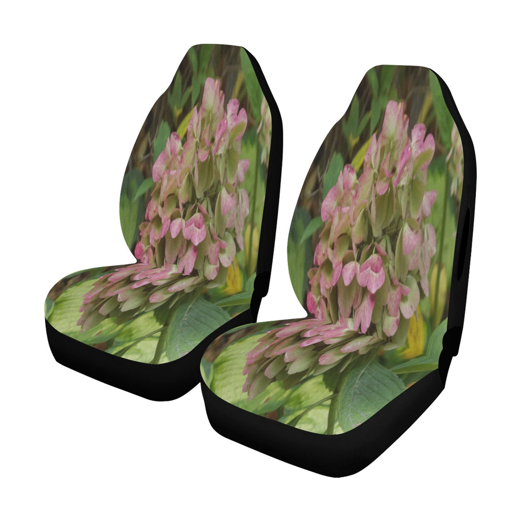 Floral Car Seat Covers, Autumn Hydrangea Bloom with Golden Hosta Leaves