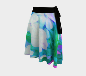 Artsy Wrap Skirt, Pink, Green, Blue and White Garden Phlox Flowers