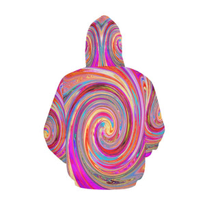 Hoodies for Men, Colorful Rainbow Swirl Retro Abstract Design
