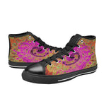 High Top Sneakers for Women - Hot Pink Groovy Abstract Retro Liquid Swirl - Black