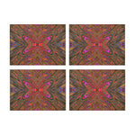 Cloth Placemats Set, Abstract Trippy Orange and Magenta Butterfly