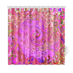 Shower Curtains, Hot Pink Marbled Colors Abstract Retro Swirl