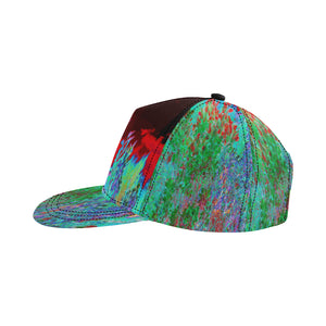 Snapback Hats, Colorful Abstract Foliage Garden with Crimson Sunset