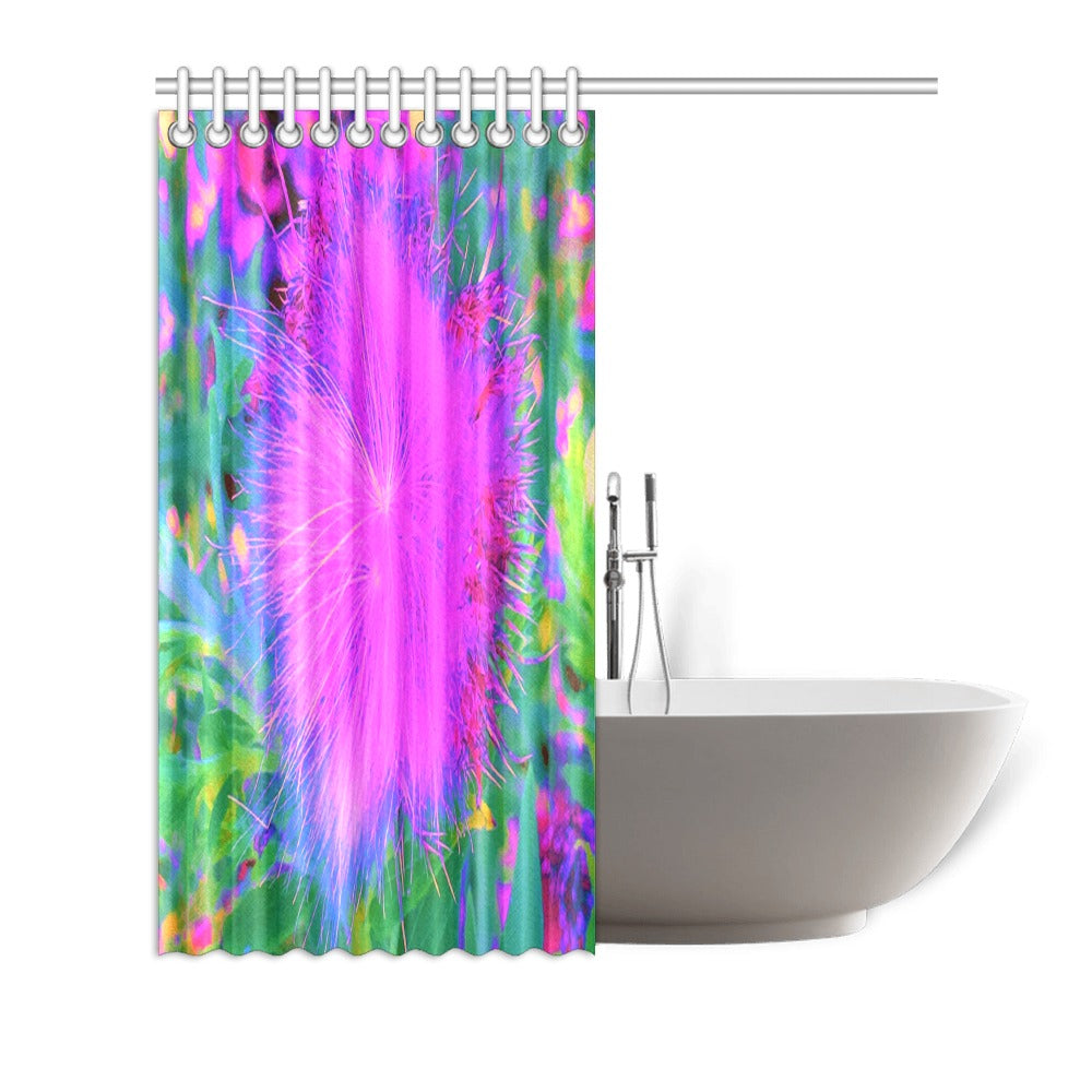 Shower Curtains, Psychedelic Nature Ultra-Violet Purple Milkweed - 72 x 72