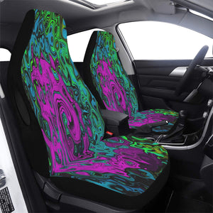 Car Seat Covers, Bold Magenta Abstract Groovy Liquid Art Swirl
