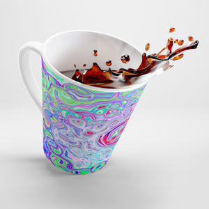 Latte mug, Groovy Abstract Retro Pink and Green Swirl
