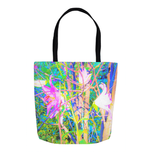Tote Bags, Abstract Oriental Lilies in My Rubio Garden