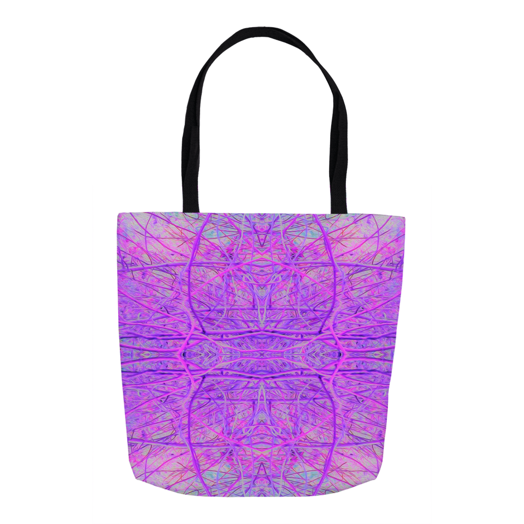 Tote Bags, Hot Pink and Purple Abstract Branch Pattern