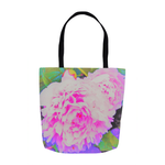 Tote Bags, Electric Pink Peonies in the Colorful Garden