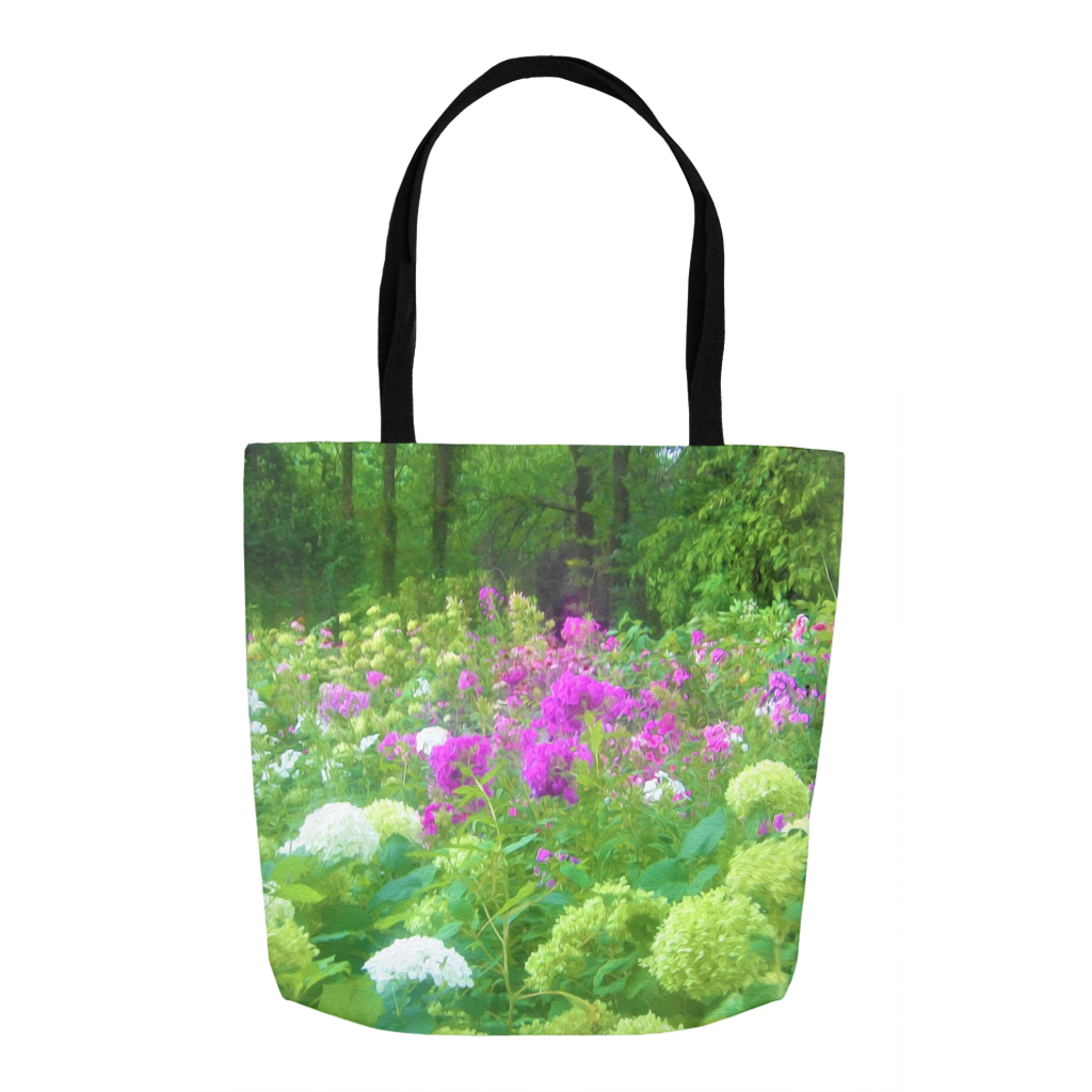 Tote Bags, Annabella Hydrangeas and Purple Garden Landscape