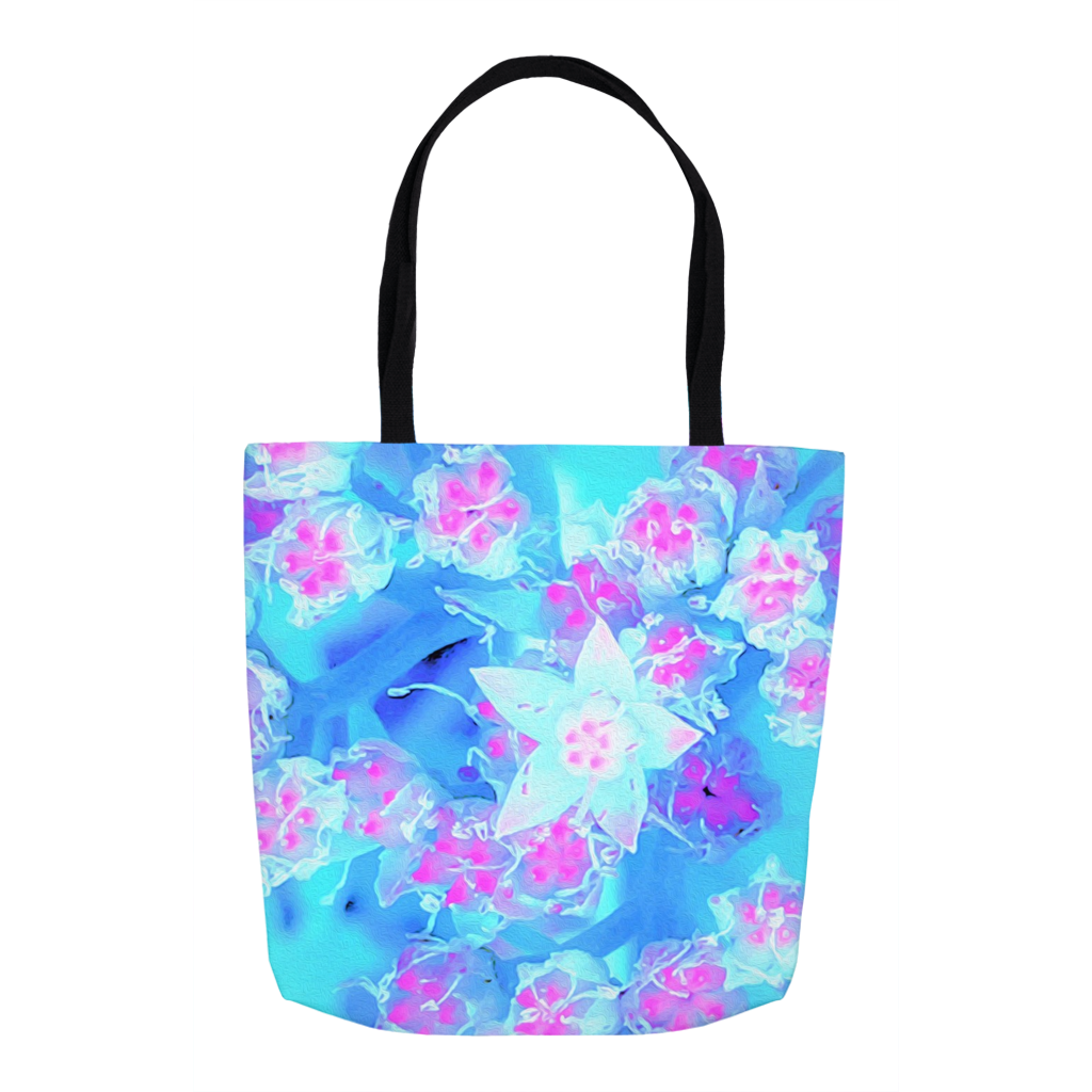 Tote Bags, Blue and Hot Pink Succulent Underwater Sedum