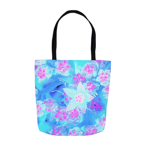 Tote Bags, Blue and Hot Pink Succulent Underwater Sedum