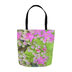 Tote Bags, Hot Pink Succulent Sedum with Fleshy Green Leaves