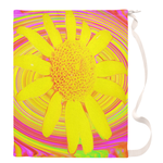 Large Laundry Bag, Yellow Sunflower on a Psychedelic Swirl