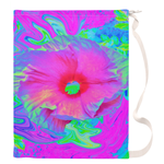 Large Laundry Bag, Psychedelic Pink and Red Hibiscus Flower