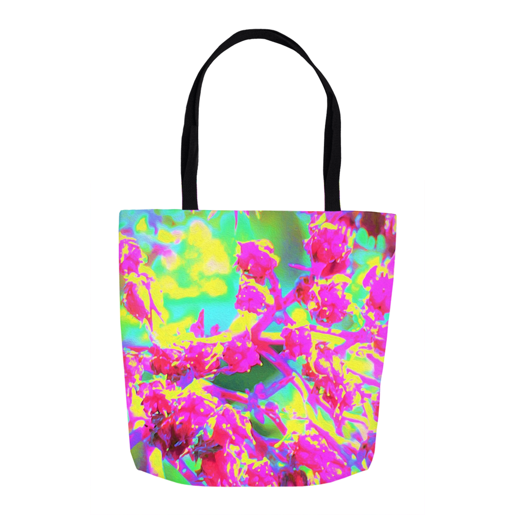 Tote Bags, Psychedelic Succulent Turquoise and Yellow Sedum
