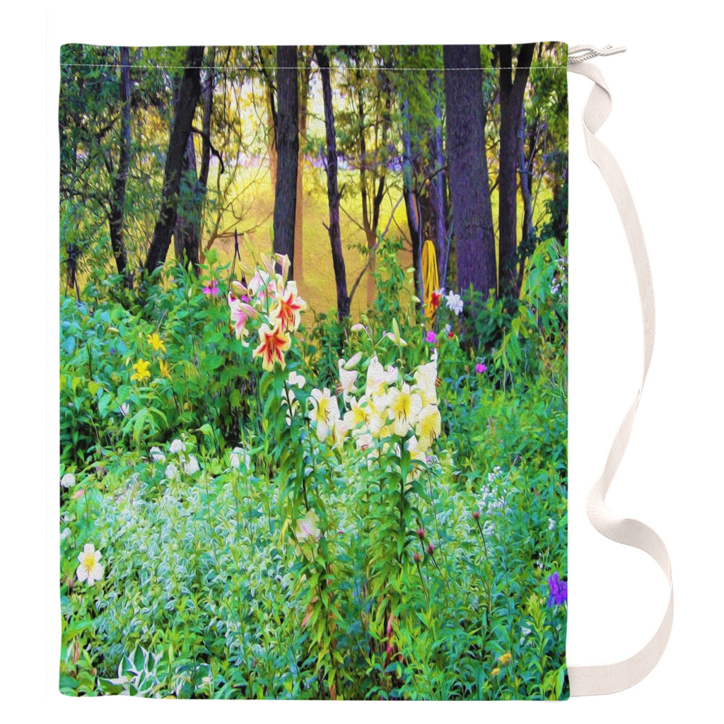 Large Laundry Bag, My Rubio Garden Sunrise with Tree Lilies