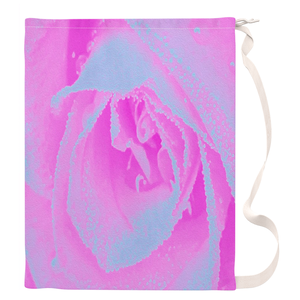 Large Laundry Bag, Perfect Hot Pink and Light Blue Rose Detail