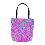 Tote Bags, Cool Pink, Blue and Purple Cactus Dahlia Explosion