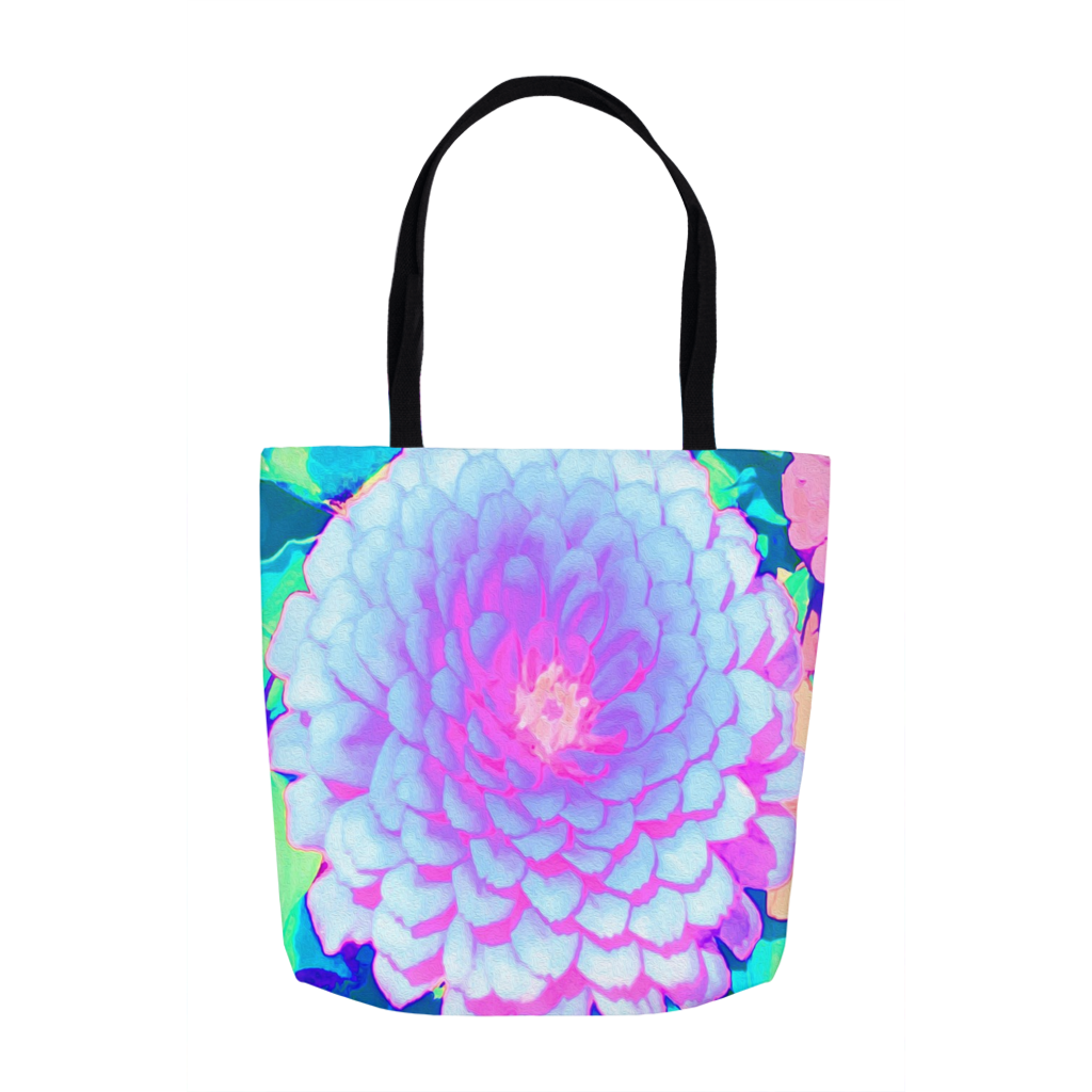 Tote Bags, Pretty Purple and Pink Zinnia in the Summer Garden