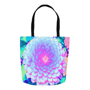 Tote Bags, Pretty Purple and Pink Zinnia in the Summer Garden