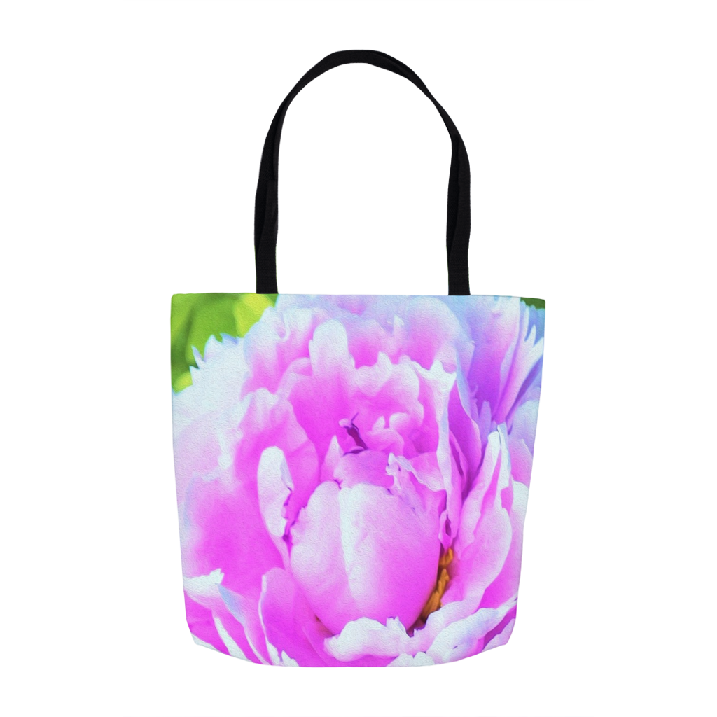 Tote Bags, Stunning Double Pink Peony Flower Detail