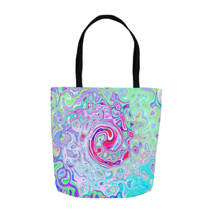 Tote Bags, Groovy Abstract Retro Pink and Green Swirl