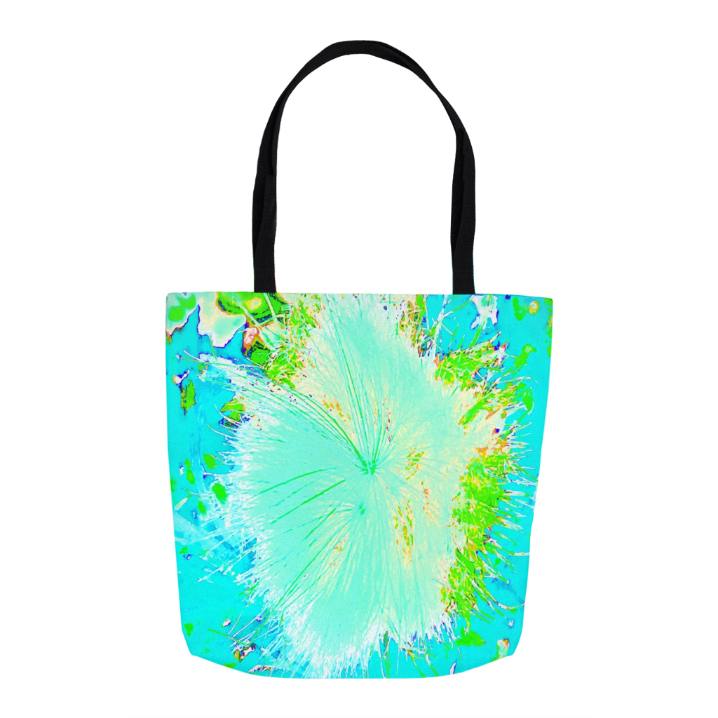Tote Bags, Psychedelic Aqua and Lime Green Milkweed