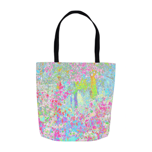 Tote Bag, Tote Bags for Women, Aqua and Hot Pink Sunrise in My Rubio Garden