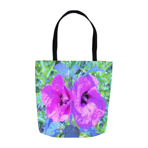 Tote Bag, Tote Bags for Women, Ultra Violet Plum Crazy Purple Hibiscus Flowers