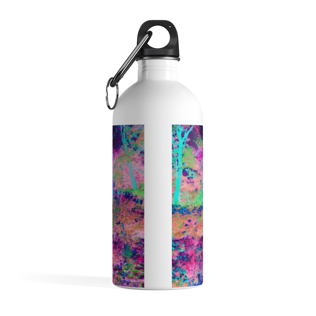 Stainless Steel Water Bottle, Impressionistic Purple and Hot Pink Garden Landscape