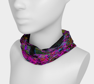 Wide Fabric Headband, Psychedelic Hot Pink and Black Garden Sunrise, Face Covering