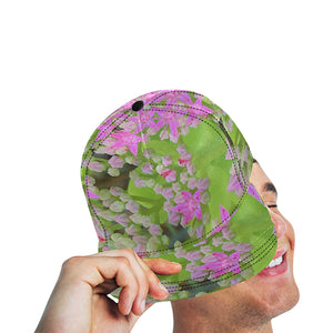 Snapback Hats for Women, Green Succulent Sedum with Hot Pink Flowers