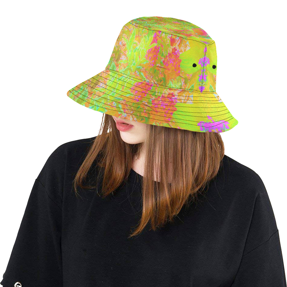 Bucket Hats, Autumn Colors Landscape with Hot Pink Hydrangea