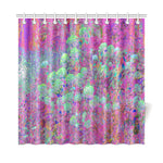 Shower Curtains, Magenta Garden with Aqua Hydrangea Flowers