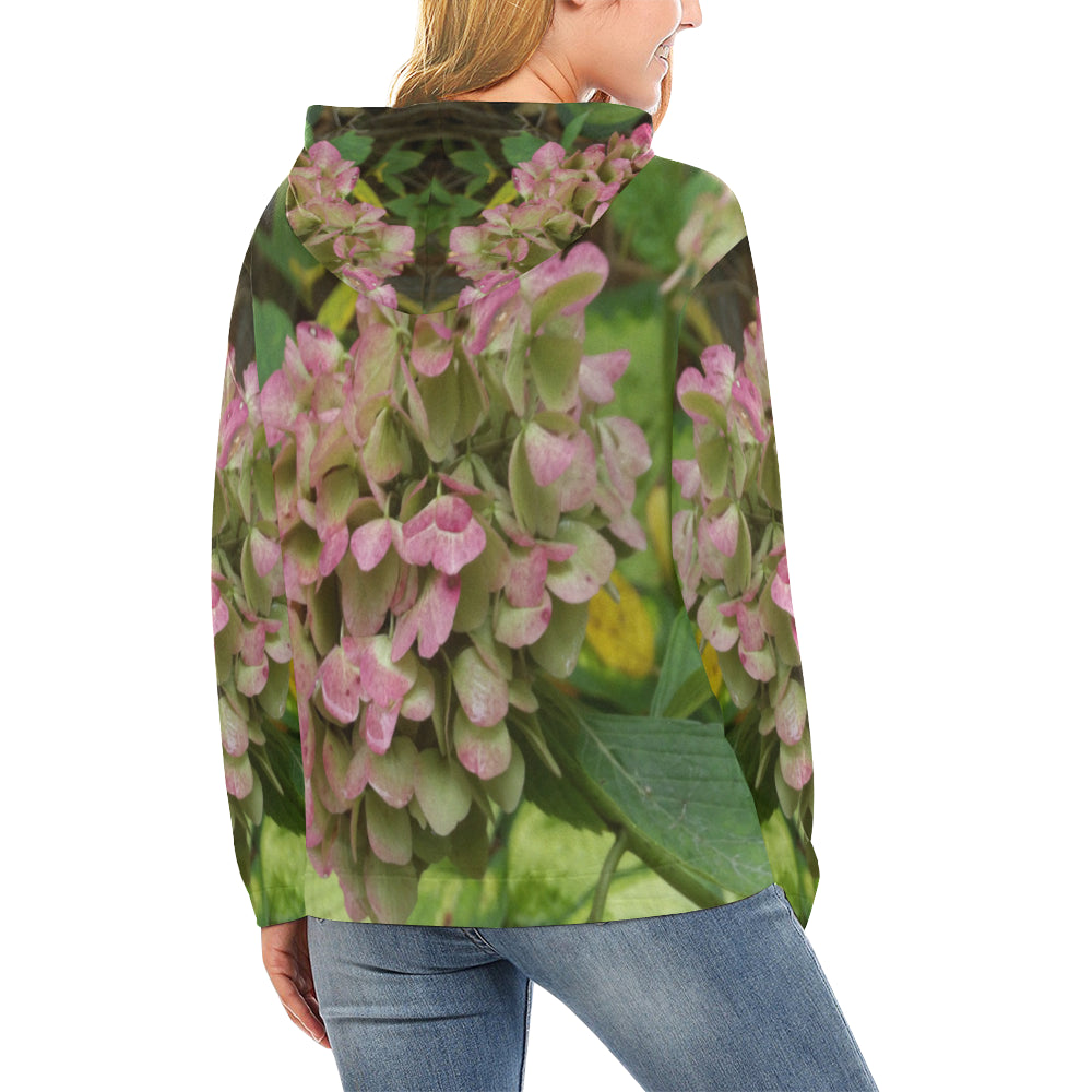 Hoodies for Women, Autumn Hydrangea Bloom with Golden Hosta Leaves