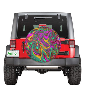 Spare Tire Covers, Marbled Hot Pink and Sea Foam Green Abstract Art - Medium