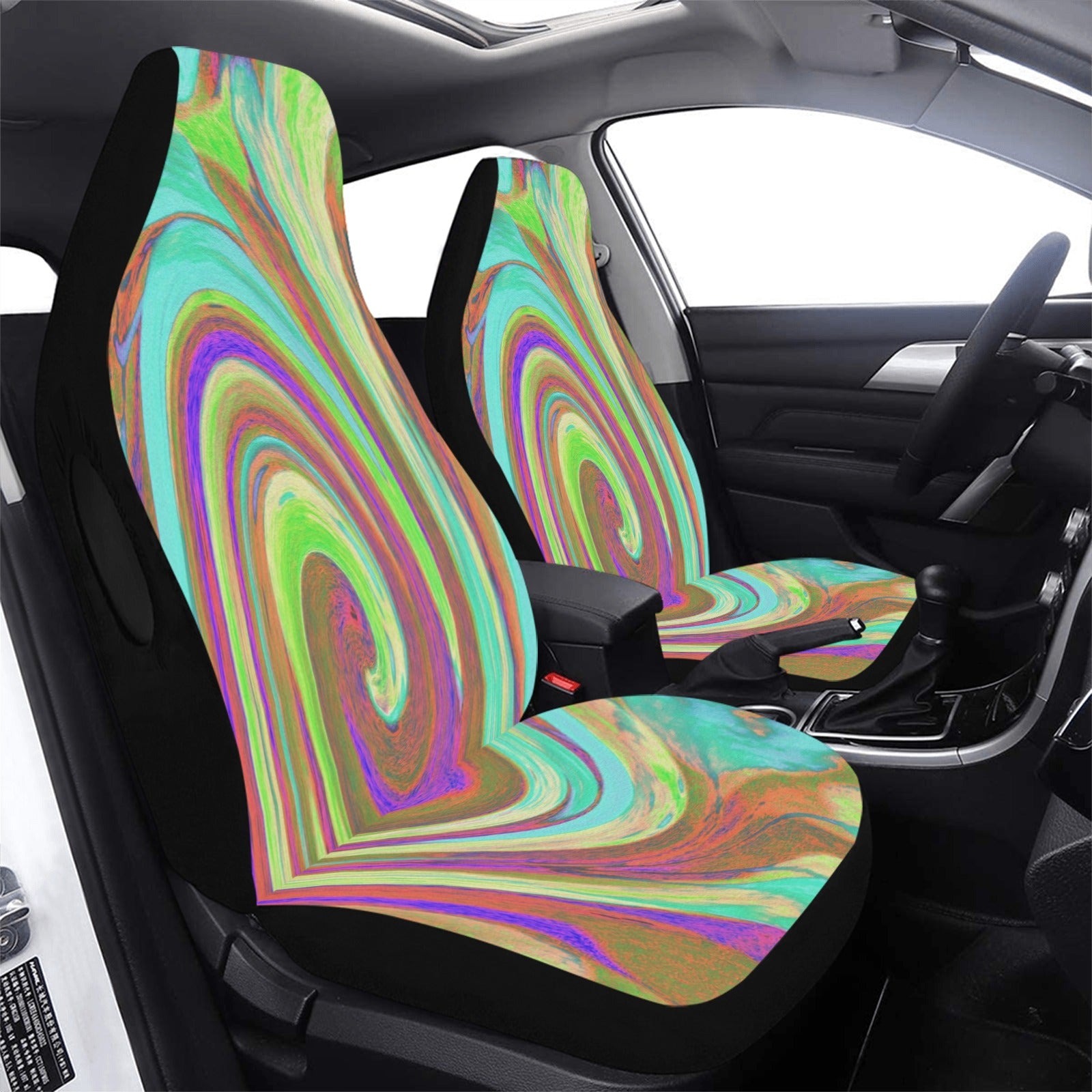 Car Seat Covers, Cool Retro Autumn Colors Liquid Art Swirl Painting