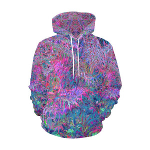 Hoodies for Women, Abstract Psychedelic Rainbow Colors Foliage Garden