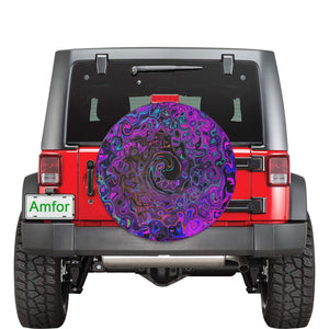 Spare Tire Covers, Trippy Black and Magenta Retro Liquid Swirl - Medium