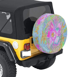 Spare Tire Covers, Psychedelic Hot Pink and Ultra-Violet Hibiscus - Medium