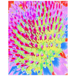 Posters, Multicolored Rainbow Abstract Cone Flower - Vertical