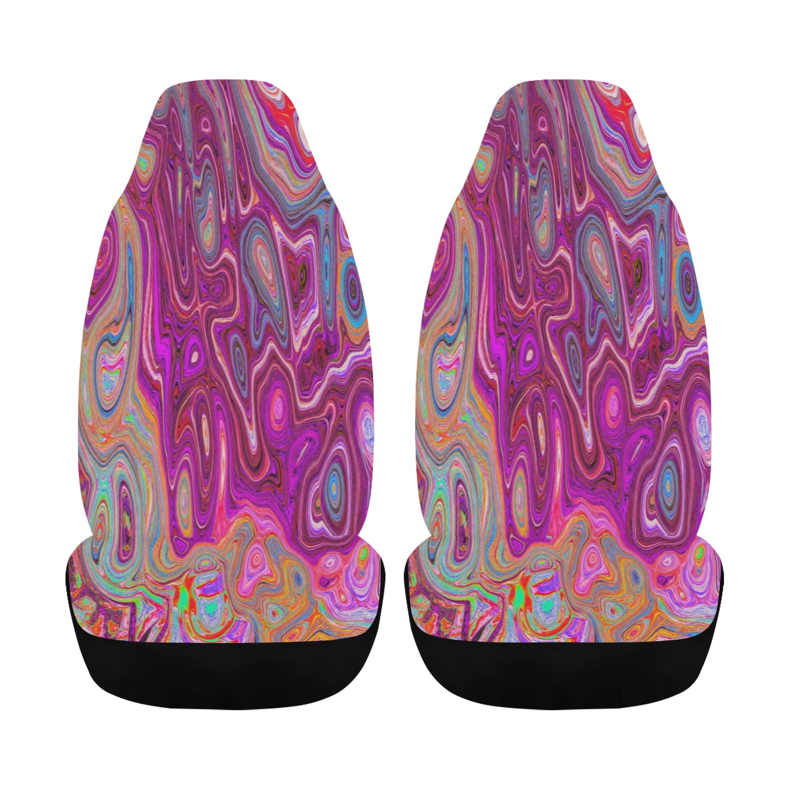 Car Seat Covers, Trippy Abstract Cool Magenta Rainbow Colors Retro Art