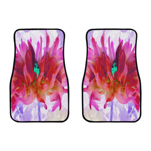 Car Floor Mats - Stunning Red and Hot Pink Cactus Dahlia - Front Set of 2