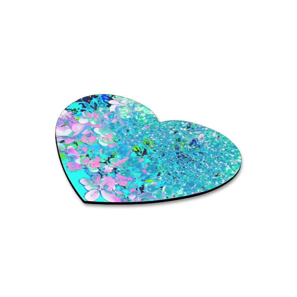 Heart Shaped Mousepads, Elegant Pink and Blue Limelight Hydrangea