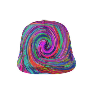 Snapback Hats, Groovy Abstract Retro Magenta Dark Rainbow Swirl