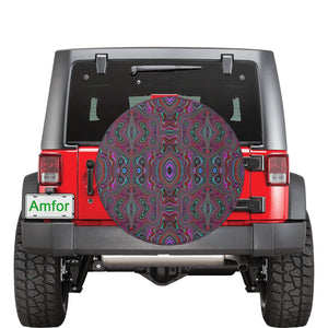 Spare Tire Covers, Trippy Seafoam Green and Magenta Abstract Pattern - Large