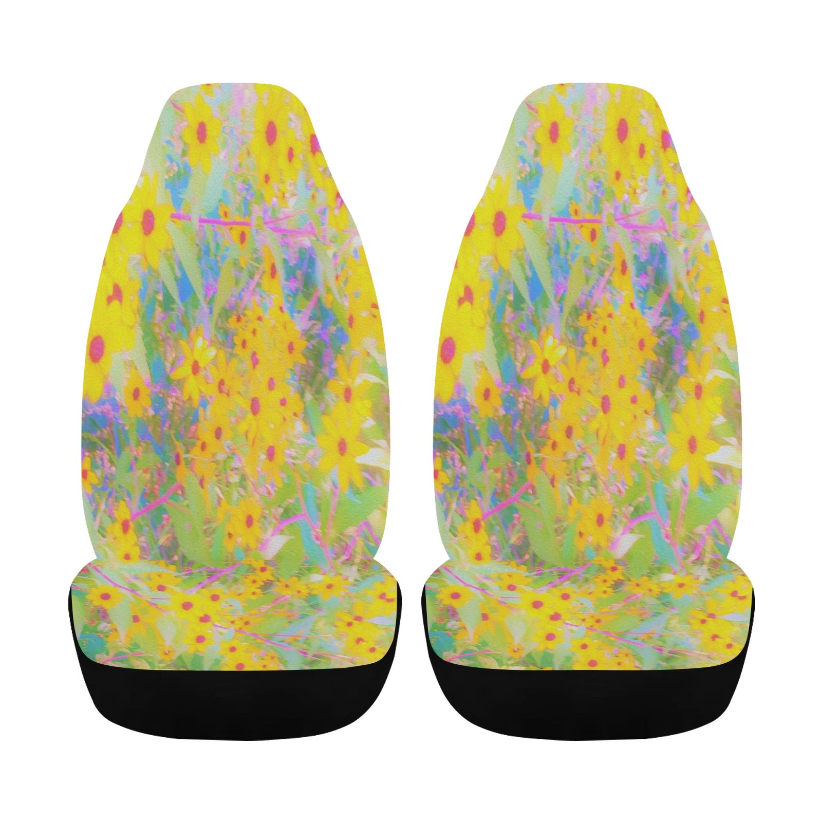 Car Seat Covers, Pretty Yellow and Red Flowers with Turquoise